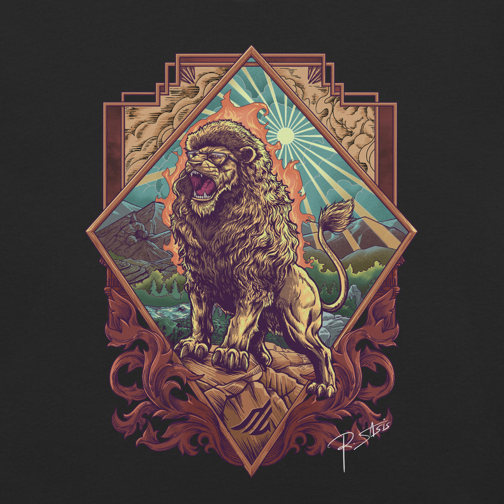 T-shirt Lion sur le Rocher animal totem Alpha Vibes