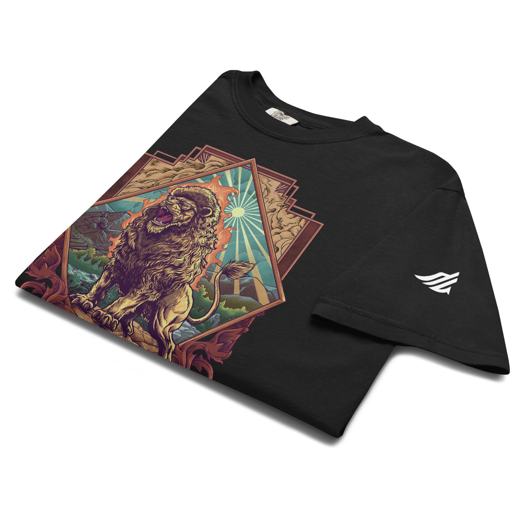 T-shirt Lion sur le Rocher animal totem Alpha Vibes